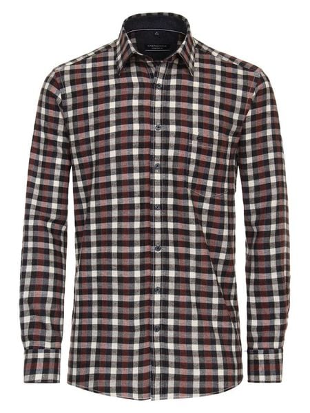 CASAMODA Koszula - Comfort fit - w kolorze czarno-czerwono-kremowym rozmiar: M. Brązowe koszule CASAMODA, m, bez wzorów, z bawełny, bez kołnierzyka, bez ramiączek. Za 97.51 zł.