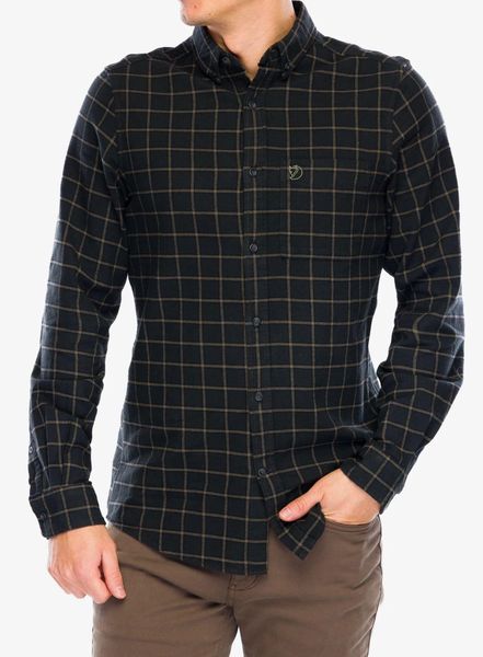 Koszula turystyczna męska Fjallraven Ovik Flannel Shirt. Czarne koszule Fjällräven, m, bez wzorów, z bawełny, bez kołnierzyka, bez ramiączek. Za 463.95 zł.