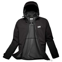 Kurtka przeciwdeszczowa z kapturem Helly Hansen Move. Czarne kurtki Helly Hansen, s, bez wzorów, z materiału, z kapturem. Za 848.00 zł.