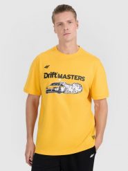 4F T-shirt regular z nadrukiem uniseks 4F x Drift Masters - żółty L. Żółte t-shirty 4F, l, bez wzorów, z bawełny, bez kołnierzyka, bez ramiączek. Za 119.99 zł.