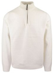 Sweter Męski na Krótki Zamek z Wysokim Dekoltem - Brave Soul - Kremowy. Białe swetry rozpinane Brave Soul, m, bez wzorów, z elastanu, bez kołnierzyka, bez ramiączek. Za 147.00 zł.