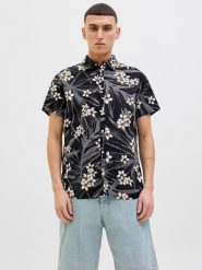 Jack & Jones Koszula - Regular fit - w kolorze czarnym rozmiar: M. Czarne koszule Jack & Jones, m, bez wzorów, z bawełny, bez kołnierzyka, bez ramiączek. Za 84.01 zł.