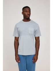 MAZINE Koszulka "Halfway Striped" w kolorze błękitno-szarym rozmiar: XL. Niebieskie bezrękawniki MAZINE, xl, bez wzorów, z bawełny, bez kołnierzyka, bez ramiączek. Za 92.42 zł.