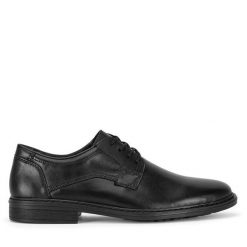 Półbuty Rieker. Czarne eleganckie półbuty Rieker, bez wzorów, bez obcasa, bez zapięcia. Za 369.99 zł.