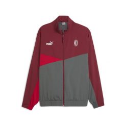 Kurtka z dresu Milan AC 2023/24. Czerwone kurtki Puma, l, bez wzorów, z dresówki, bez kaptura. W wyprzedaży za 256.96 zł.