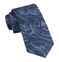 Elegancki Męski Krawat - Alties - Granatowy w Niebieski Orientalny Wzór. Niebieskie krawaty i muchy Alties, bez wzorów, z tkaniny. Za 49.00 zł.