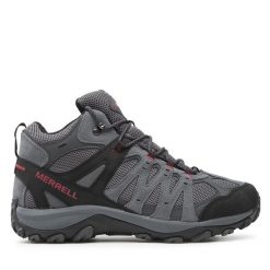 Trekkingi Merrell. Szare botki sznurowane Merrell, bez wzorów, bez obcasa, bez zapięcia. Za 519.99 zł.