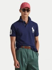 Polo Ralph Lauren Polo 710688969004 Granatowy Custom Slim Fit. Niebieskie koszulki polo Polo Ralph Lauren, m, bez wzorów, z bawełny, bez kołnierzyka, bez ramiączek. Za 819.99 zł.