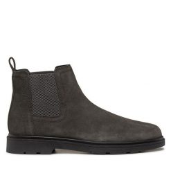 Sztyblety Geox. Szare botki sznurowane Geox, bez wzorów, bez obcasa, bez zapięcia. Za 619.99 zł.