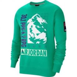 Bluza sportowa męska Nike Jordan Winter Utility. Zielone bluzy bez kaptura Nike, m, bez wzorów, bez kaptura. Za 279.00 zł.