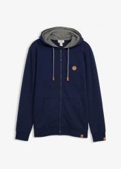 Bluza rozpinana z kapturem z czystej bawełny organicznej. Niebieskie bluzy z kapturem bonprix, l, bez wzorów, z bawełny, z kapturem. Za 122.99 zł.