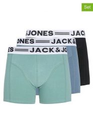 Jack & Jones Bokserki (3 pary) w kolorze czarno-turkusowo-błękitnym rozmiar: S. Czarne bokserki Jack & Jones, s, bez wzorów. Za 74.99 zł.