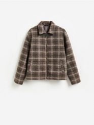Kurtka z domieszką wełny - brązowy. Brązowe kurtki Reserved, l, bez wzorów, z dzianiny, bez kaptura. Za 239.99 zł.