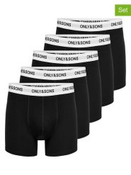 ONLY & SONS Bokserki (5 par) "Onstrey" w kolorze czarnym rozmiar: XS. Czarne bokserki Only & Sons, xs, bez wzorów. Za 52.42 zł.