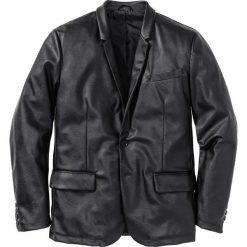 Marynarka z materiału w optyce skóry Regular Fit bonprix czarny. Czarne garnitury bonprix, ze skóry. Za 119.99 zł.