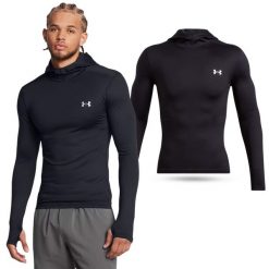 Koszulka termoaktywna męska Under Armour longsleeve treningowy z kapturem. Czarne bielizna termoaktywna Under Armour, m, bez wzorów, bez ramiączek, do biegania. W wyprzedaży za 252.90 zł.