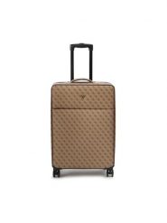 Guess Walizka duża TMVZLS P3302 Brązowy. Brązowe walizki Guess, z aplikacjami, ze skóry, duże. Za 479.99 zł.