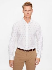 Guess Koszula M3YH35 W8BX1 Biały Slim Fit. Białe koszule Guess, l, z aplikacjami, z bawełny, bez kołnierzyka, bez ramiączek. Za 229.99 zł.