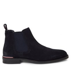Sztyblety Tommy Hilfiger. Niebieskie botki sznurowane Tommy Hilfiger, bez wzorów, bez obcasa, bez zapięcia. Za 749.99 zł.