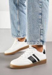 Białe Sneakersy Tenisówki z Geometrycznymi Paskami Amolita. Białe torby na ramię Born2be, z aplikacjami, z jeansu, zdobione, bez dodatków. Za 89.99 zł.