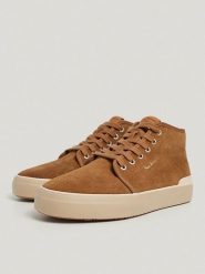 Pepe Jeans FOOTWEAR Skórzane sneakersy w kolorze jasnobrązowym rozmiar: 43. Brązowe buty sportowe casual Pepe Jeans FOOTWEAR, bez wzorów, z jeansu, bez zapięcia. Za 202.03 zł.