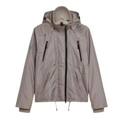 Kurtka przeciwdeszczowa z kapturem Superdry Mountain. Brązowe kurtki Superdry, xl, bez wzorów, z bawełny, z kapturem. Za 459.30 zł.