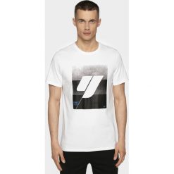 T-shirt męski TSM205 - biały. Białe t-shirty 4F, m, bez wzorów, bez kołnierzyka, bez ramiączek. Za 59.99 zł.