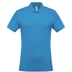 Koszulka polo z krótkim rękawem Kariban Piqué. Niebieskie koszulki polo KARIBAN, m, bez wzorów, bez kołnierzyka, bez ramiączek. Za 94.00 zł.