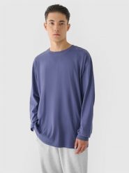 4F Longsleeve oversize z nadrukiem męski - niebieski XL. Niebieskie bluzki z długim rękawem 4F, m, bez wzorów, z bawełny, bez kołnierzyka, bez ramiączek. W wyprzedaży za 39.99 zł.