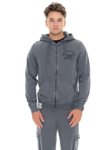 Męska zimowa bluza z kapturem zapinana na zamek, Leone 1947 Vintage Dept. Szare bluzy z kapturem LEONE 1947 APPAREL, na zimę, m, bez wzorów, z bawełny, z kapturem. Za 442.05 zł.