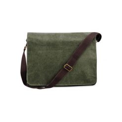 Płócienna torba na ramię Quadra Vintage. Zielone torby na ramię QUADRA, bez wzorów, na ramię, bez dodatków. Za 134.80 zł.