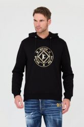 JUST CAVALLI Czarna męska bluza z kapturem Fiche Gold, Rozmiar M. Czarne bluzy Just Cavalli, m, bez wzorów, z kapturem. W wyprzedaży za 599.99 zł.