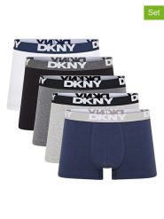 DKNY Bokserki (5 par) w kolorze czarno-szaro-białym rozmiar: S. Białe bokserki DKNY, s, bez wzorów. Za 133.95 zł.