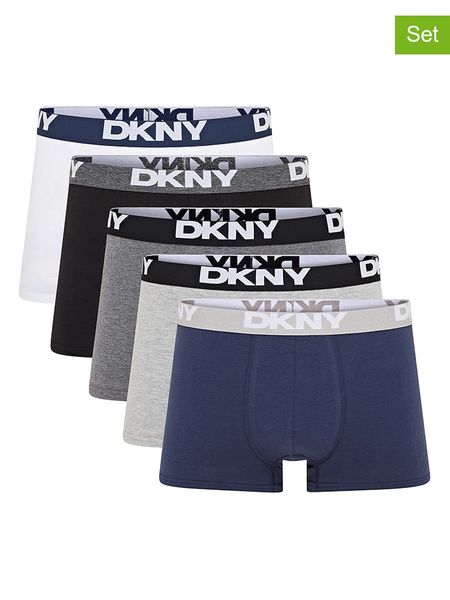 DKNY Bokserki (5 par) w kolorze czarno-szaro-białym rozmiar: S. Białe bokserki DKNY, s, bez wzorów. Za 133.95 zł.