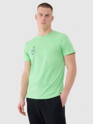 4F T-shirt regular z nadrukiem męski - zielony XXL. Zielone t-shirty 4F, m, bez wzorów, z bawełny, bez kołnierzyka, bez ramiączek. Za 69.99 zł.