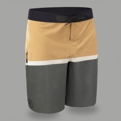 Spodenki surfingowe standardowe męskie Olaian 900 Dude Flat Belt. Czarne odzież kąpielowa OLAIAN, l, z aplikacjami, z elastanu, klasyczne. Za 129.99 zł.
