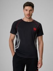 4F Koszulka piłkarska regular szybkoschnąca męska - czarna XXL. Czarne t-shirty 4F, l, bez wzorów, z materiału, bez kołnierzyka, bez ramiączek. Za 129.99 zł.