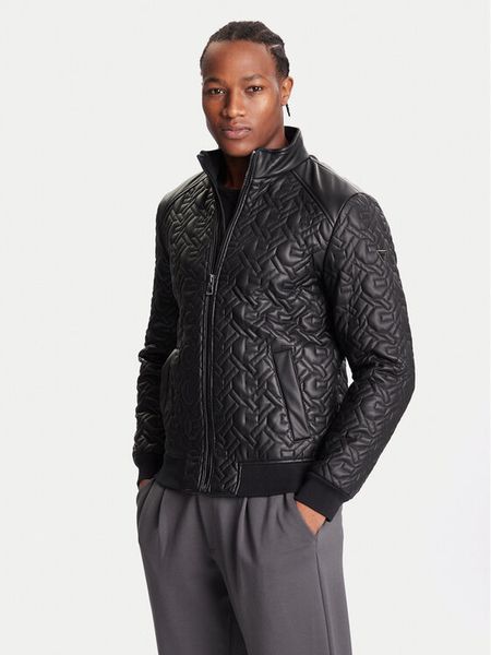 Guess Kurtka z imitacji skóry M5BL2E W1050 Czarny Regular Fit. Czarne kurtki Guess, l, z aplikacjami, ze skóry, bez kaptura. Za 479.99 zł.