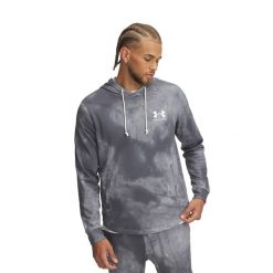 Bluza męska Under Armour Rival Terry Printed. Szare bluzy Under Armour, m, bez wzorów, bez kaptura. Za 189.99 zł.