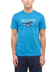 Męski T-Shirt Mustang Style Austin Sea of Belize 1016484 5444. Niebieskie t-shirty Mustang, m, bez wzorów, bez kołnierzyka, bez ramiączek. Za 99.99 zł.