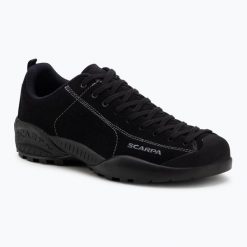 Buty turystyczne męskie SCARPA Mojito. Czarne buty turystyczne Scarpa, bez wzorów, ze skóry, bez zapięcia, trekkingowe. Za 429.99 zł.