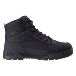 Średnie buty trekkingowe Magnum Armory Wp. Czarne buty turystyczne MAGNUM, bez wzorów, z gumy, bez zapięcia, outdoorowe. Za 413.04 zł.