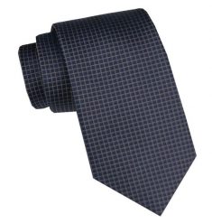 Elegancki i Modny Krawat Jedwabny - Alties - Granatowy w Drobną Kratkę. Niebieskie krawaty i muchy Alties, bez wzorów, z jedwabiu. Za 115.00 zł.