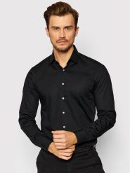 Calvin Klein Koszula Poplin K10K108229 Czarny Slim Fit. Czarne koszule CALVIN KLEIN, m, bez wzorów, z bawełny, bez kołnierzyka, bez ramiączek. Za 259.99 zł.