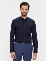 Calvin Klein Koszula K10K110856 Granatowy Slim Fit. Niebieskie koszule CALVIN KLEIN, m, bez wzorów, z bawełny, bez kołnierzyka, bez ramiączek. Za 199.99 zł.