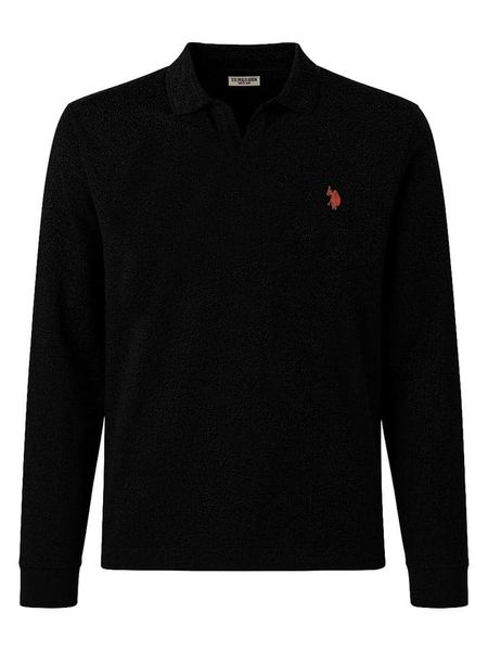 U.S. Polo Assn. Koszulka polo w kolorze czarnym rozmiar: M. Czarne koszulki polo sportowe U.S. Polo Assn., m, bez wzorów, z bawełny, bez kołnierzyka, bez ramiączek. Za 107.95 zł.