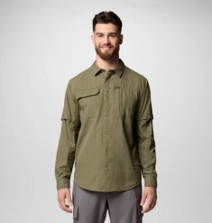 COLUMBIA Koszula męska Skien Valley Long Sleeve Shirt stone green-L. Zielone koszule Columbia, l, bez wzorów, z materiału, bez kołnierzyka, bez ramiączek. Za 213.05 zł.