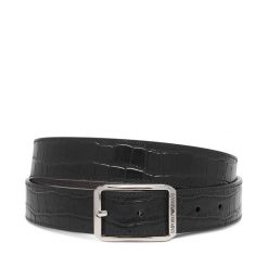 Pasek Emporio Armani. Czarne paski Emporio Armani, bez wzorów. Za 709.99 zł.