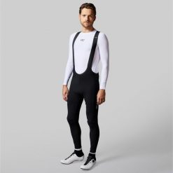 Męskie długie spodnie kolarskie na szelkach do MTB. Czarne spodenki rowerowe ACELERA, m, bez wzorów, rowerowe. Za 399.99 zł.