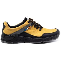 Olivier Męskie buty trekkingowe skórzane 292GT żółte. Żółte trekkingi bez wzorów, z jeansu, bez zapięcia. Za 319.69 zł.